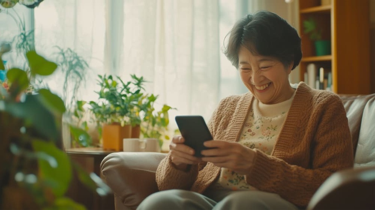 スマホの画面を見る女性