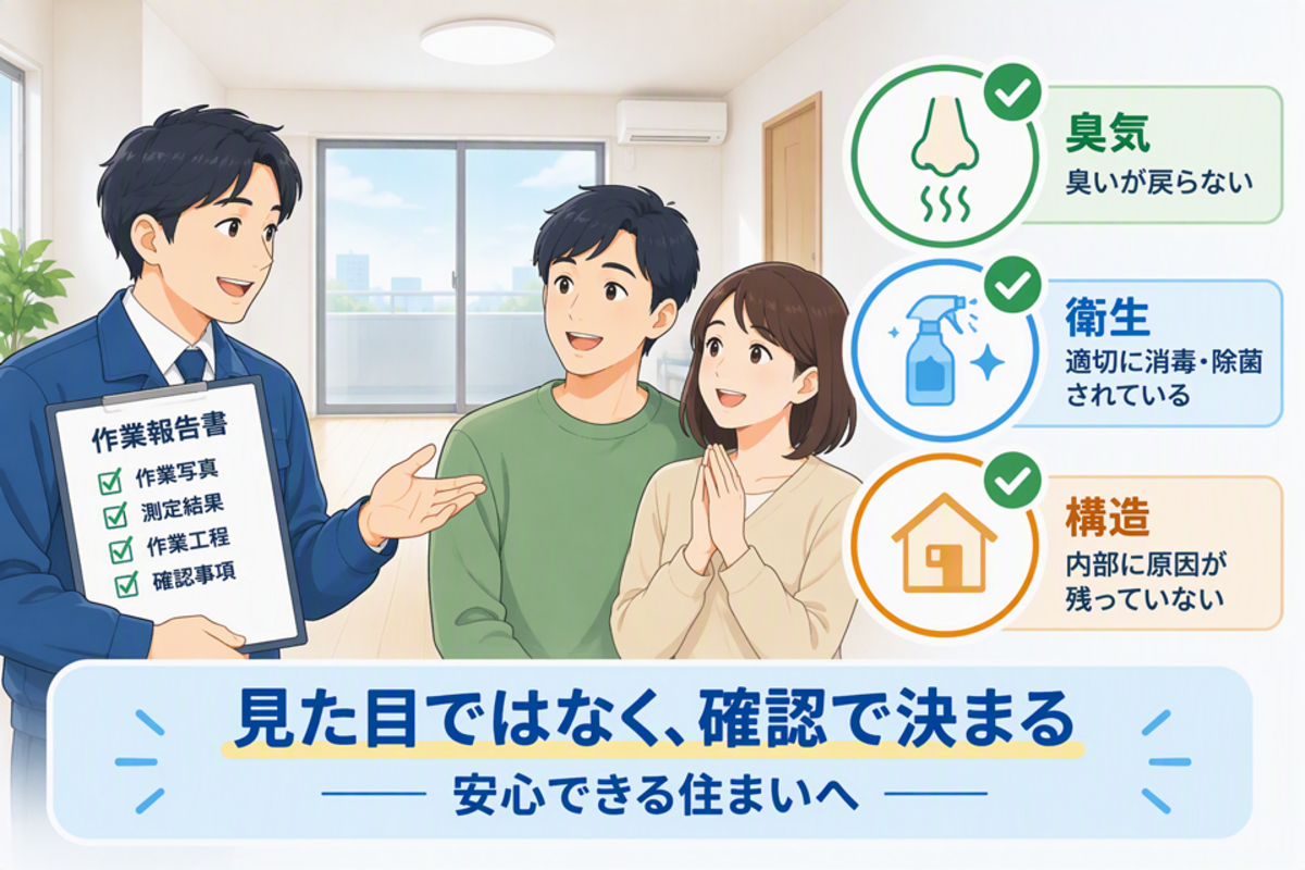 孤独死が起きた部屋が安全かどうかは、見た目ではなく確認で決まる