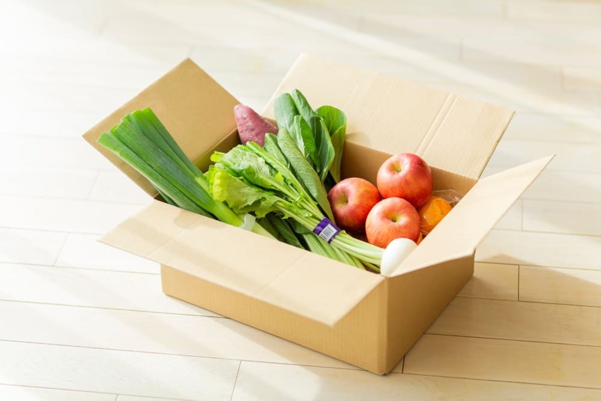 段ボールに入った野菜