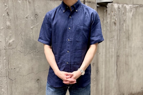 ADIEUTRISTESSE 半袖リネンシャツ ネイビー 夏を乗り切る」待望の半袖リネンシャツ | 読む、鎌倉シャツ