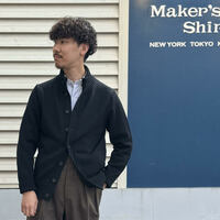 Maker's Shirt KAMAKURA スタンドカラー カーディガン S スタンドカラーカーディガン(50 ブルー系): メンズ｜メーカーズ
