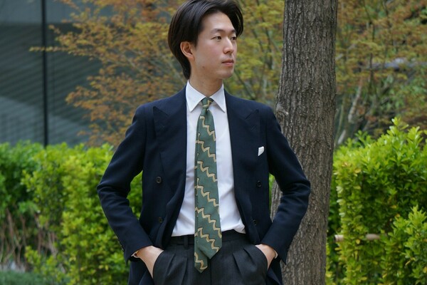 新作ネクタイ】リネンシルクのジグザグ柄 | 読む、鎌倉シャツ