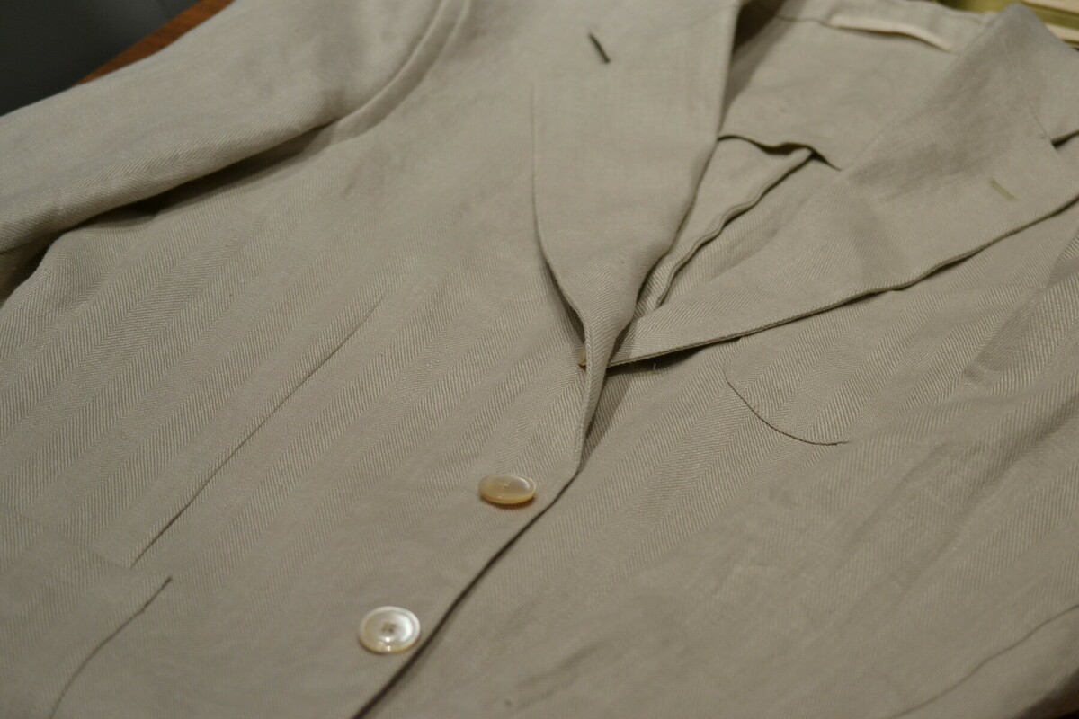 【美品】Maker's Shirt 鎌倉 リネンジャケット　ベージュ シャツジャケット(44 ベージュ系): メンズ｜メーカーズシャツ