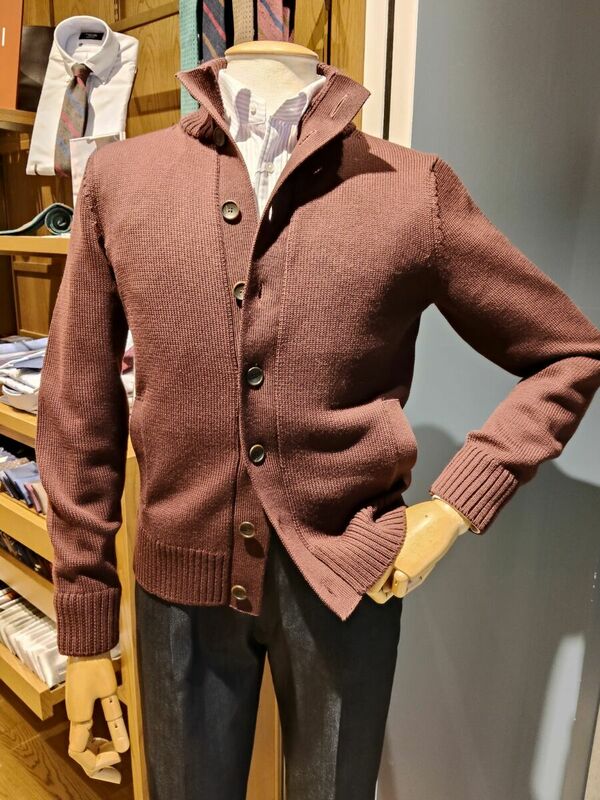 スタンドカラーカーディガン